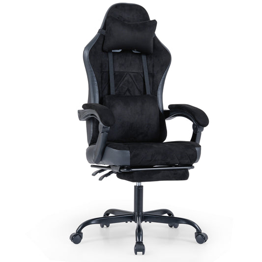 Gaming Chair Height Adjustable Computer Chair with Headrest Lumbar Support Linkage Armrests, Black