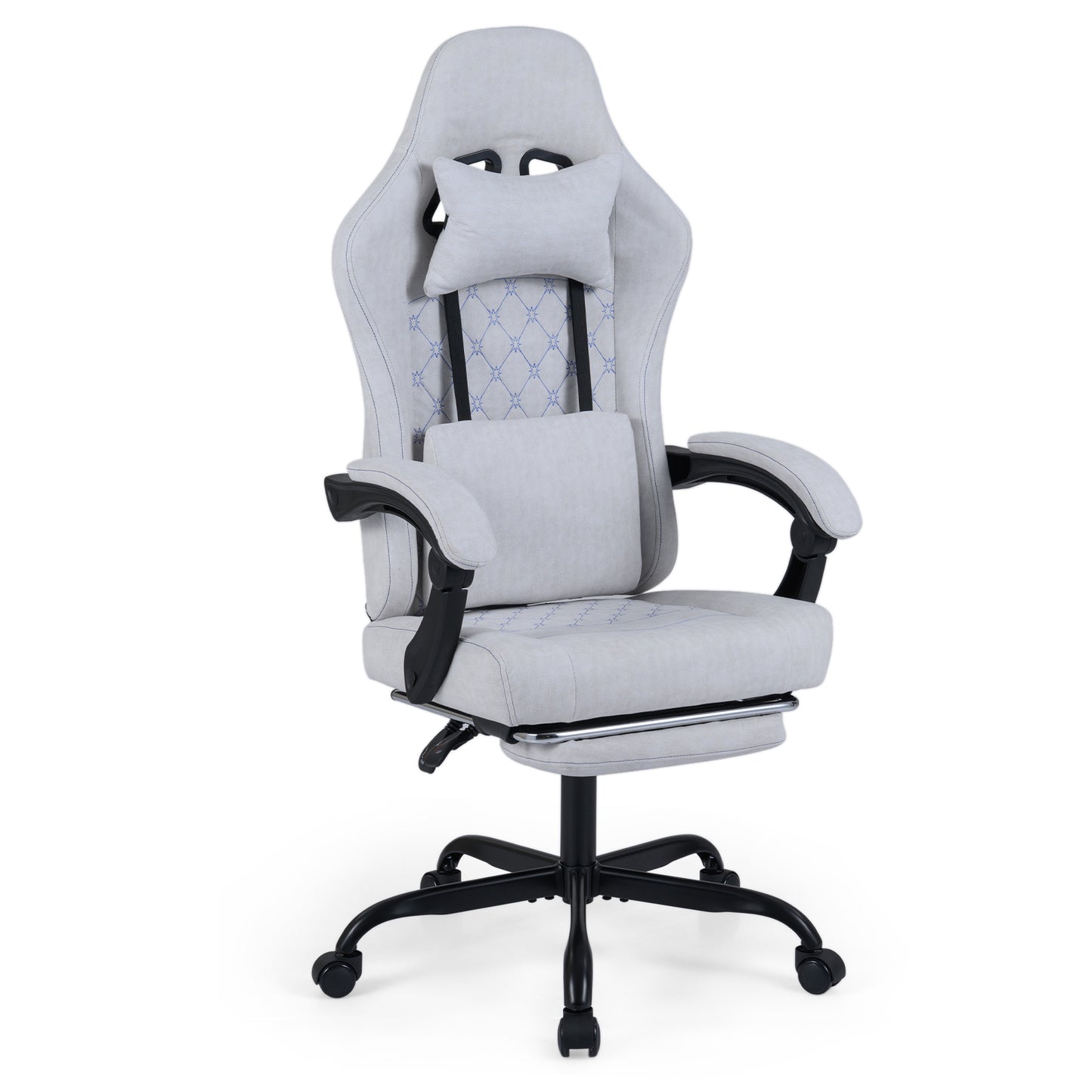 Gaming Chair Height Adjustable Computer Chair with Headrest Video Game Chair, Gray Gaming Chairs Gray at Gallery Canada