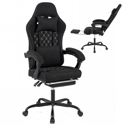 Gaming Chair Height Adjustable Computer Chair with Headrest Video Game Chair, Black Gaming Chairs at Gallery Canada