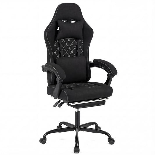 Gaming Chair Height Adjustable Computer Chair with Headrest Video Game Chair, Black Gaming Chairs Black at Gallery Canada