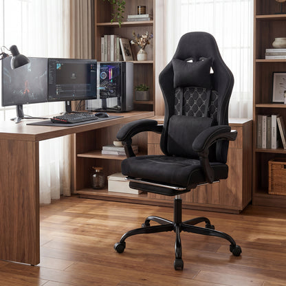Gaming Chair Height Adjustable Computer Chair with Headrest Video Game Chair, Black Gaming Chairs at Gallery Canada