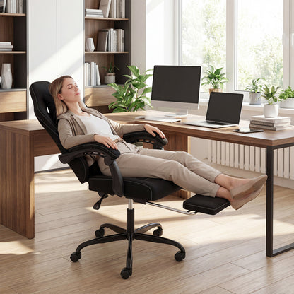 Gaming Chair Height Adjustable Computer Chair with Headrest Video Game Chair, Black Gaming Chairs at Gallery Canada