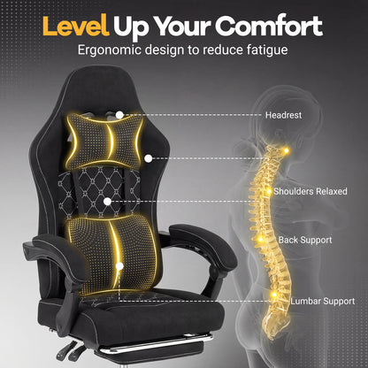 Gaming Chair Height Adjustable Computer Chair with Headrest Video Game Chair, Black Gaming Chairs at Gallery Canada