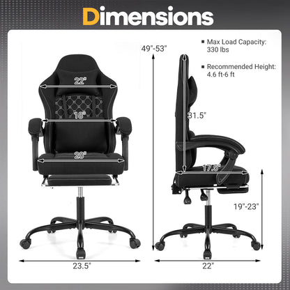 Gaming Chair Height Adjustable Computer Chair with Headrest Video Game Chair, Black Gaming Chairs at Gallery Canada