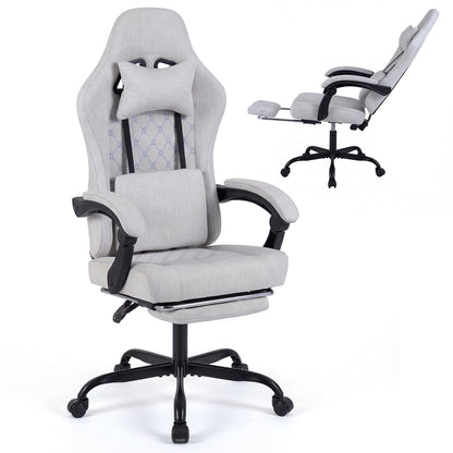 Gaming Chair Height Adjustable Computer Chair with Headrest Video Game Chair, Gray Gaming Chairs at Gallery Canada
