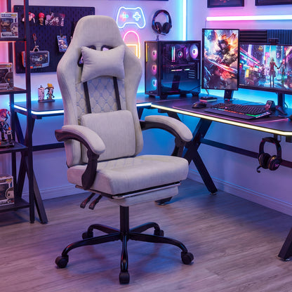 Gaming Chair Height Adjustable Computer Chair with Headrest Video Game Chair, Gray Gaming Chairs at Gallery Canada