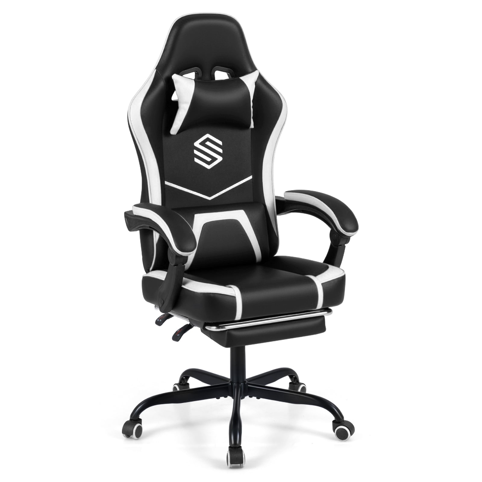 Gaming Chair Height Adjustable Computer Chair with Headrest Ergonomic Office Task Chair, Black Gaming Chairs at Gallery Canada