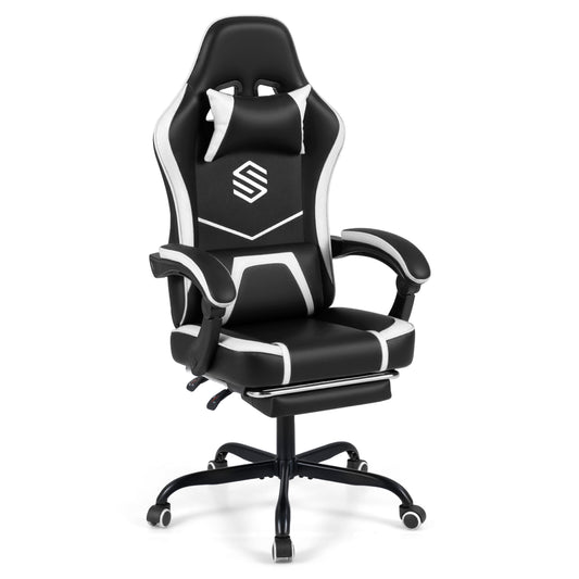 Gaming Chair Height Adjustable Computer Chair with Headrest Ergonomic Office Task Chair, Black Gaming Chairs Black at Gallery Canada