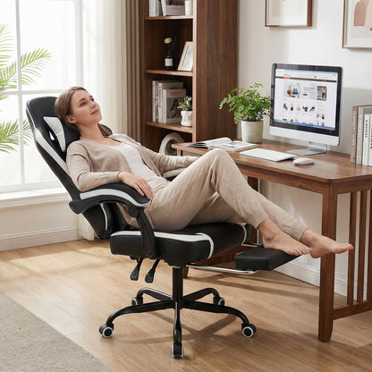 Gaming Chair Height Adjustable Computer Chair with Headrest Ergonomic Office Task Chair, Black Gaming Chairs at Gallery Canada
