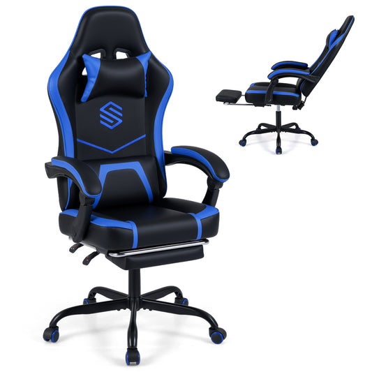 Gaming Chair Height Adjustable Computer Chair with Headrest Ergonomic Office Task Chair, Navy Gaming Chairs Navy at Gallery Canada