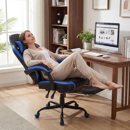 Gaming Chair Height Adjustable Computer Chair with Headrest Ergonomic Office Task Chair, Navy Gaming Chairs at Gallery Canada