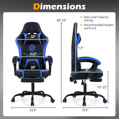 Gaming Chair Height Adjustable Computer Chair with Headrest Ergonomic Office Task Chair, Navy Gaming Chairs at Gallery Canada