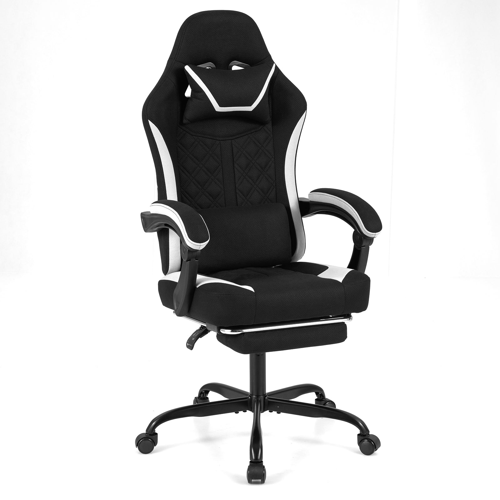 Gaming Chair Height Adjustable Computer Chair with Headrest Footrest & 360° Swivel Seat, Black Gaming Chairs at Gallery Canada
