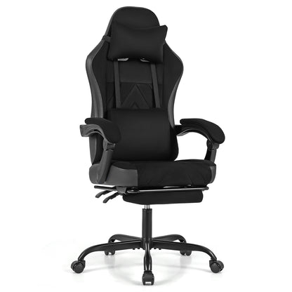 Gaming Chair Height Adjustable Computer Chair with Headrest Lumbar Support Linkage Armrests, Black Gaming Chairs at Gallery Canada