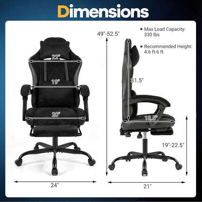 Gaming Chair Height Adjustable Computer Chair with Headrest Lumbar Support Linkage Armrests, Black Gaming Chairs at Gallery Canada