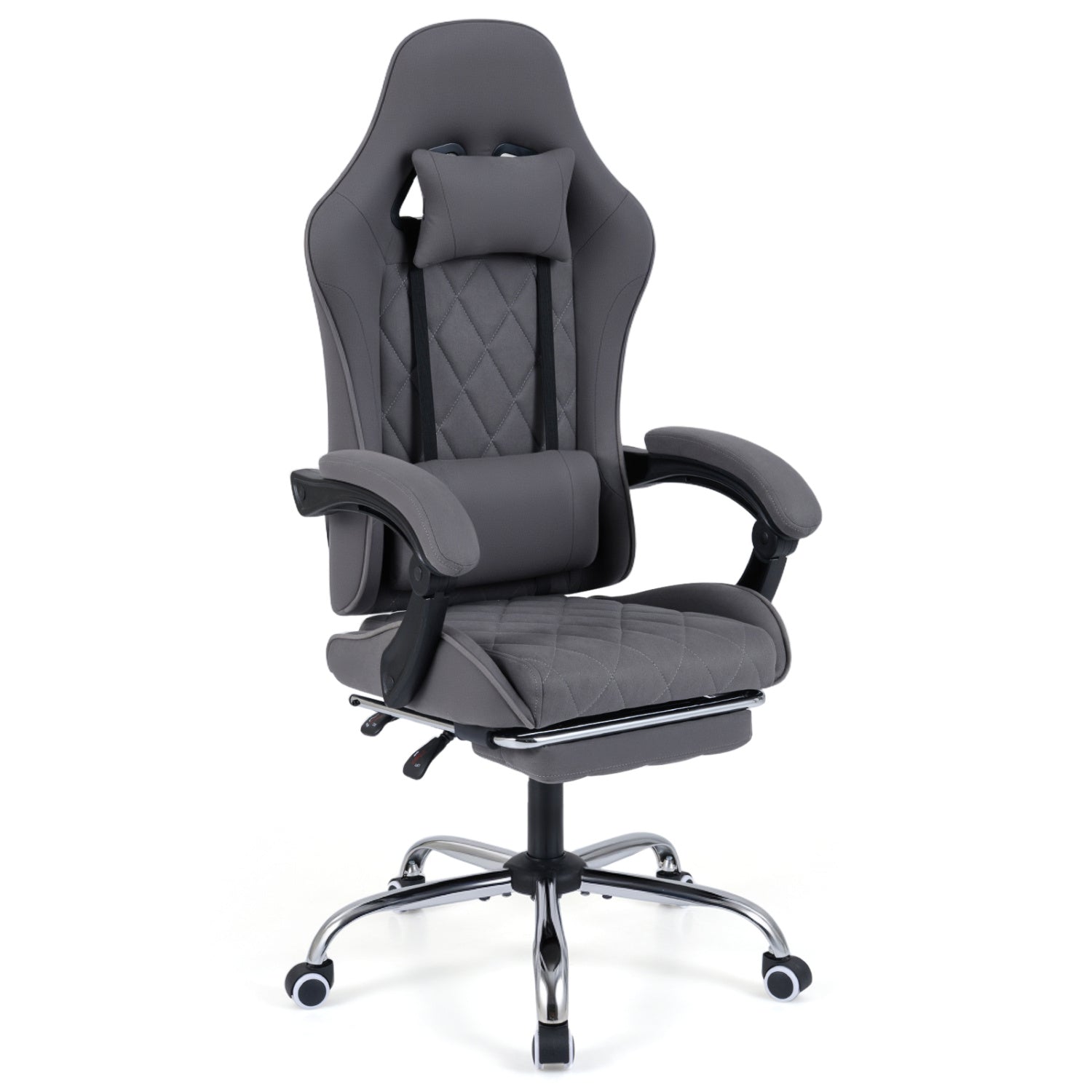 Gaming Chair Height Adjustable Computer Chair with Headrest and Lumbar Support, Gray Gaming Chairs at Gallery Canada