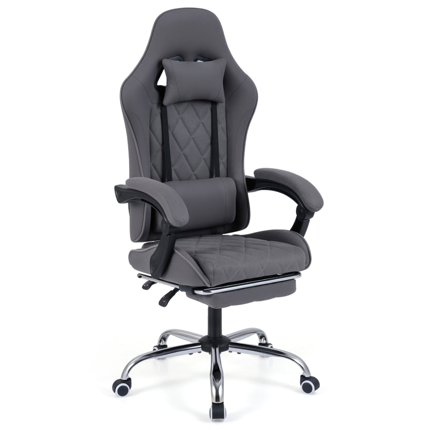 Gaming Chair Height Adjustable Computer Chair with Headrest and Lumbar Support, Gray Gaming Chairs at Gallery Canada