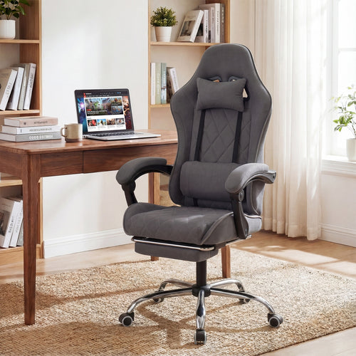 Gaming Chair Height Adjustable Computer Chair with Headrest and Lumbar Support, Gray