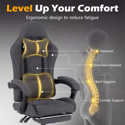 Gaming Chair Height Adjustable Computer Chair with Headrest and Lumbar Support, Gray Gaming Chairs at Gallery Canada