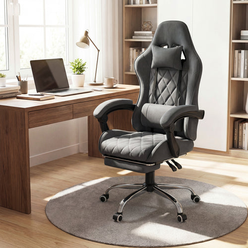 Gaming Chair Height Adjustable Computer Chair with Headrest and Lumbar Support, Gray