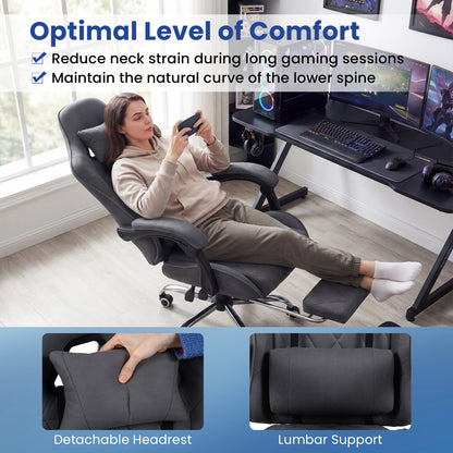 Gaming Chair Height Adjustable Computer Chair with Headrest and Lumbar Support, Gray Gaming Chairs at Gallery Canada