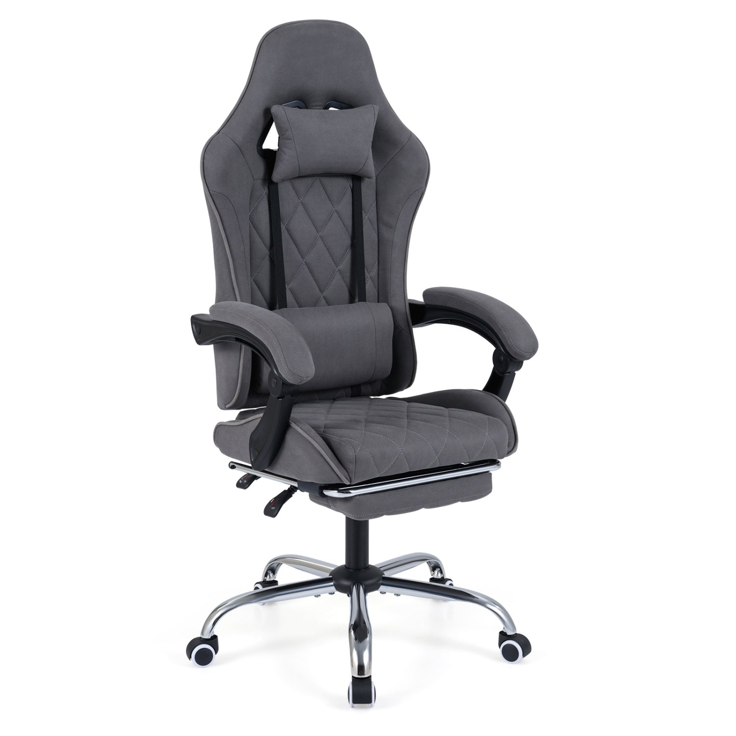 Gaming Chair Height Adjustable Computer Chair with Headrest and Lumbar Support, Gray Gaming Chairs at Gallery Canada