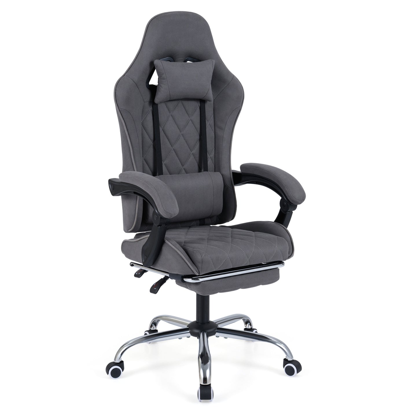 Gaming Chair Height Adjustable Computer Chair with Headrest and Lumbar Support, Gray Gaming Chairs at Gallery Canada