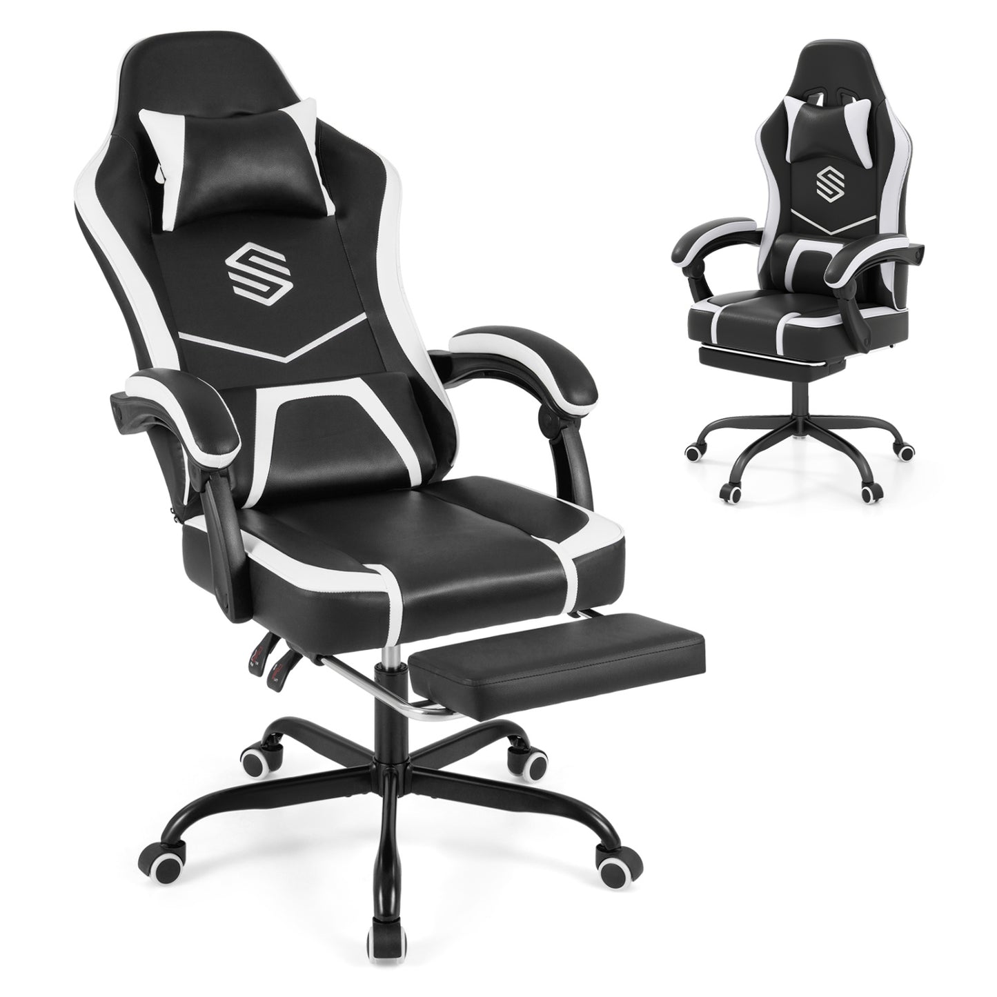 Gaming Chair Height Adjustable Computer Chair with Headrest Ergonomic Office Task Chair, Black Gaming Chairs at Gallery Canada