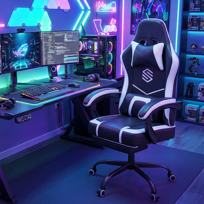 Gaming Chair Height Adjustable Computer Chair with Headrest Ergonomic Office Task Chair, Black Gaming Chairs at Gallery Canada