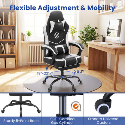 Gaming Chair Height Adjustable Computer Chair with Headrest Ergonomic Office Task Chair, Black Gaming Chairs at Gallery Canada