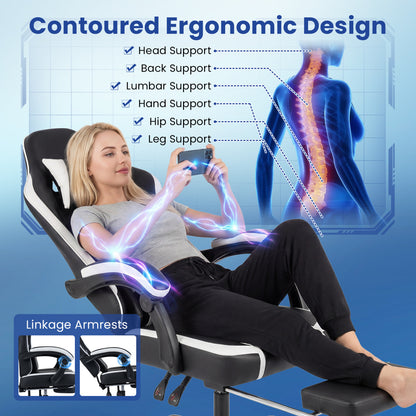 Gaming Chair Height Adjustable Computer Chair with Headrest Ergonomic Office Task Chair, Black Gaming Chairs at Gallery Canada