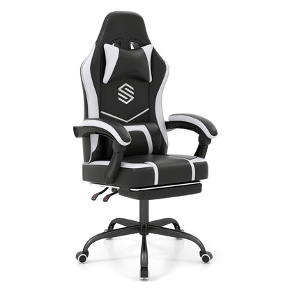 Gaming Chair Height Adjustable Computer Chair with Headrest Ergonomic Office Task Chair, Black Gaming Chairs Black at Gallery Canada