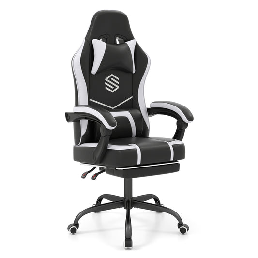 Gaming Chair Height Adjustable Computer Chair with Headrest Ergonomic Office Task Chair, Black Gaming Chairs Black at Gallery Canada