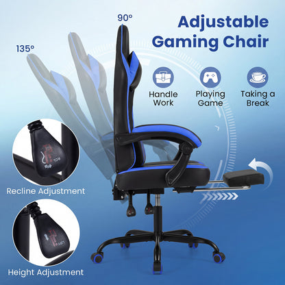 Gaming Chair Height Adjustable Computer Chair with Headrest Ergonomic Office Task Chair, Navy Gaming Chairs at Gallery Canada