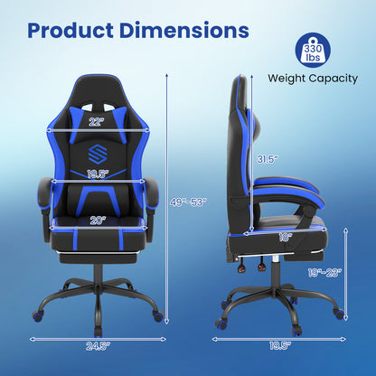 Gaming Chair Height Adjustable Computer Chair with Headrest Ergonomic Office Task Chair, Navy Gaming Chairs at Gallery Canada