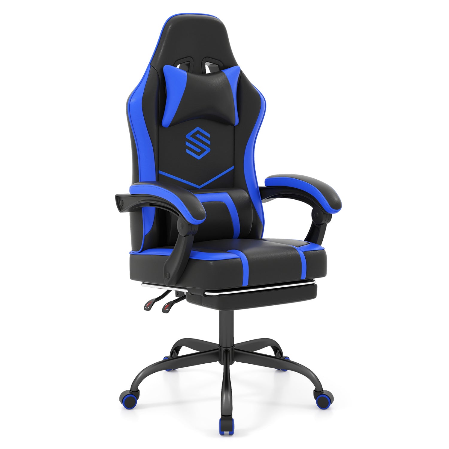 Gaming Chair Height Adjustable Computer Chair with Headrest Ergonomic Office Task Chair, Navy Gaming Chairs at Gallery Canada