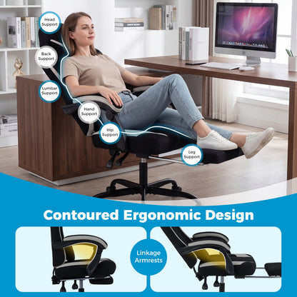 Gaming Chair Height Adjustable Computer Chair with Headrest Footrest & 360° Swivel Seat, Black Gaming Chairs at Gallery Canada