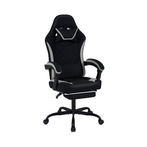 Gaming Chair Height Adjustable Computer Chair with Headrest Footrest & 360° Swivel Seat, Black