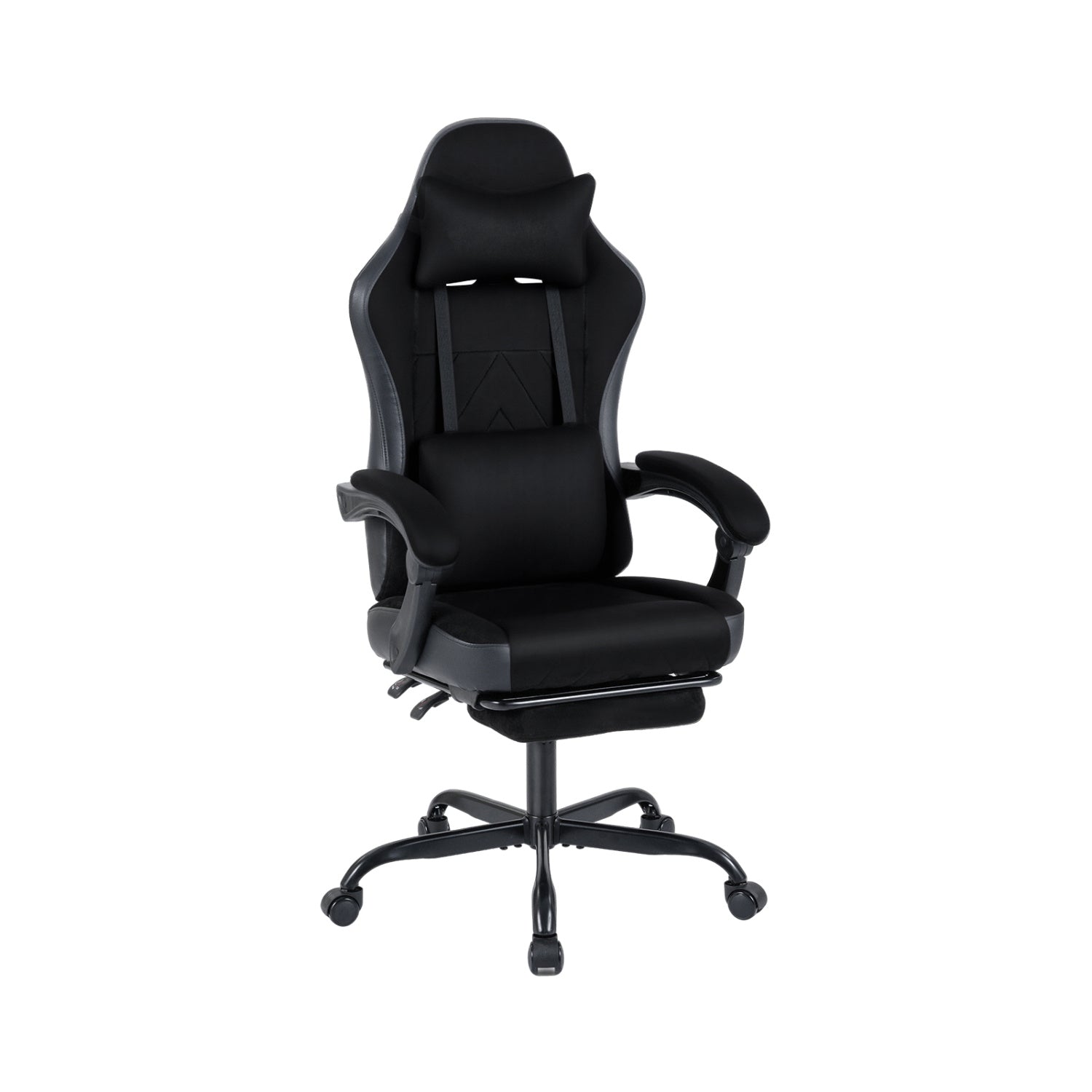 Gaming Chair Height Adjustable Computer Chair with Headrest Lumbar Support Linkage Armrests, Black Gaming Chairs at Gallery Canada