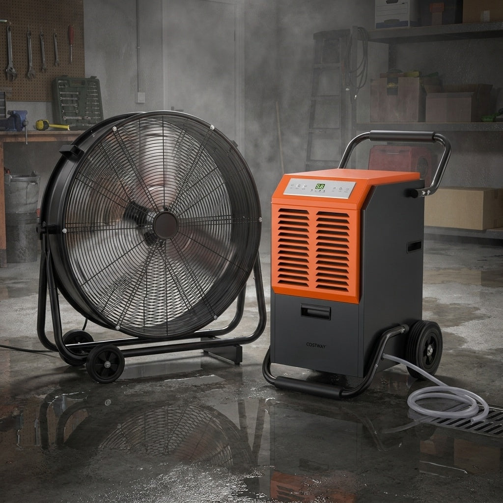 Industrial Dehumidifier And Drum Fan Bundle, Garage Warehouse Climate Control Climate Control Appliances at Gallery Canada