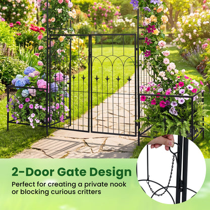 Garden Arbor with Gate & Planter Boxes, Metal Arch Trellis Outdoor Decor at Gallery Canada