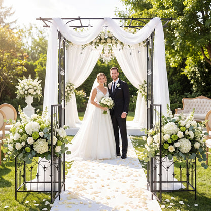Garden Arbor with Gate & Planter Boxes, Metal Arch Trellis Outdoor Decor at Gallery Canada