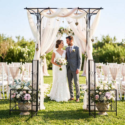 Garden Arbor With Gate, Planter Boxes, Heavy Duty Metal Arch Outdoor Decor Options at Gallery Canada