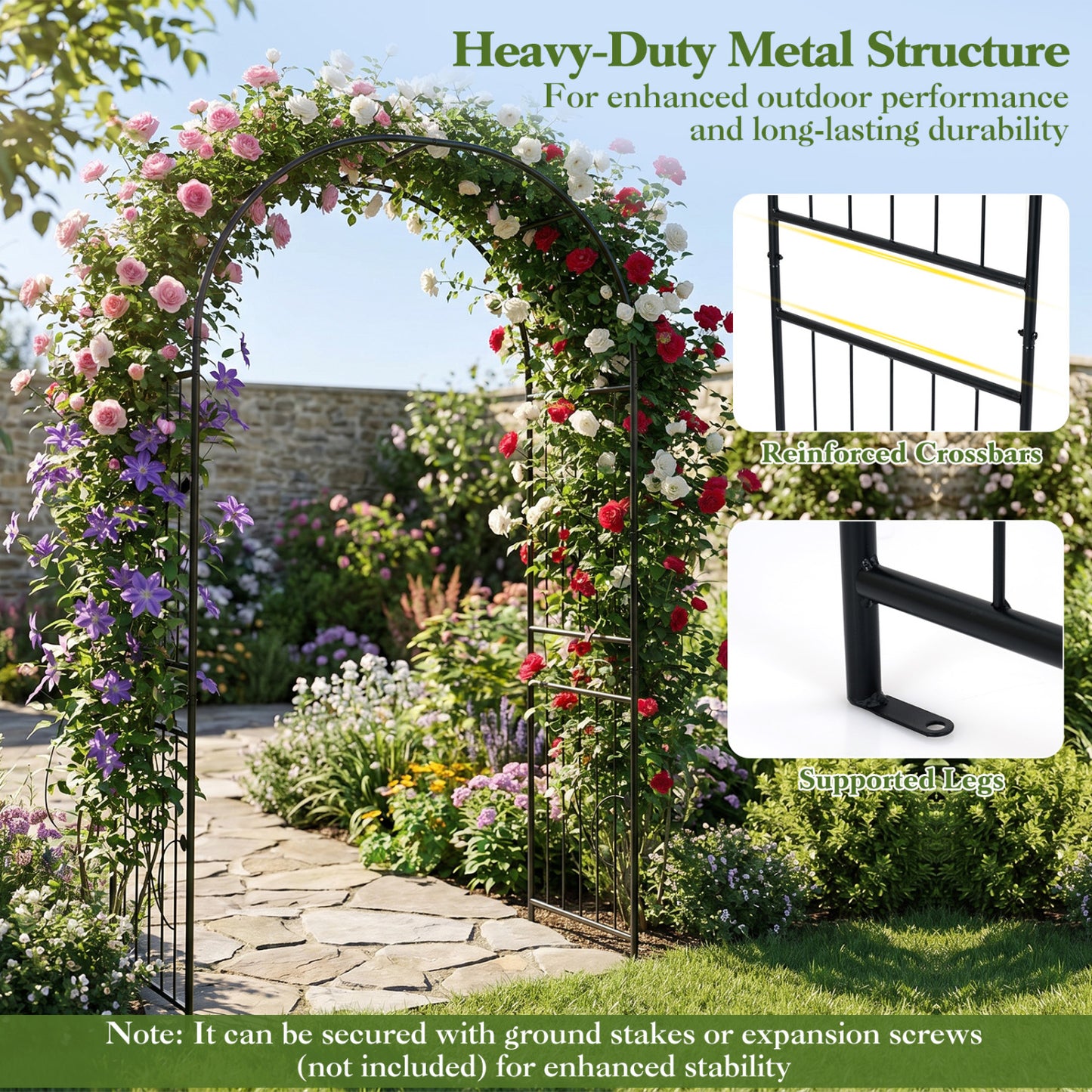 Garden Arch 87" Tall Heavy Duty Metal Arbor Trellis Outdoor Decor at Gallery Canada