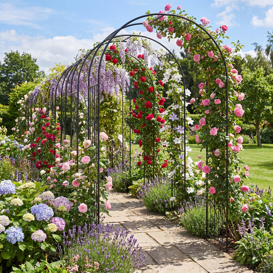 Garden Arch 87" Tall Heavy Duty Metal Arbor Trellis Outdoor Decor Black at Gallery Canada