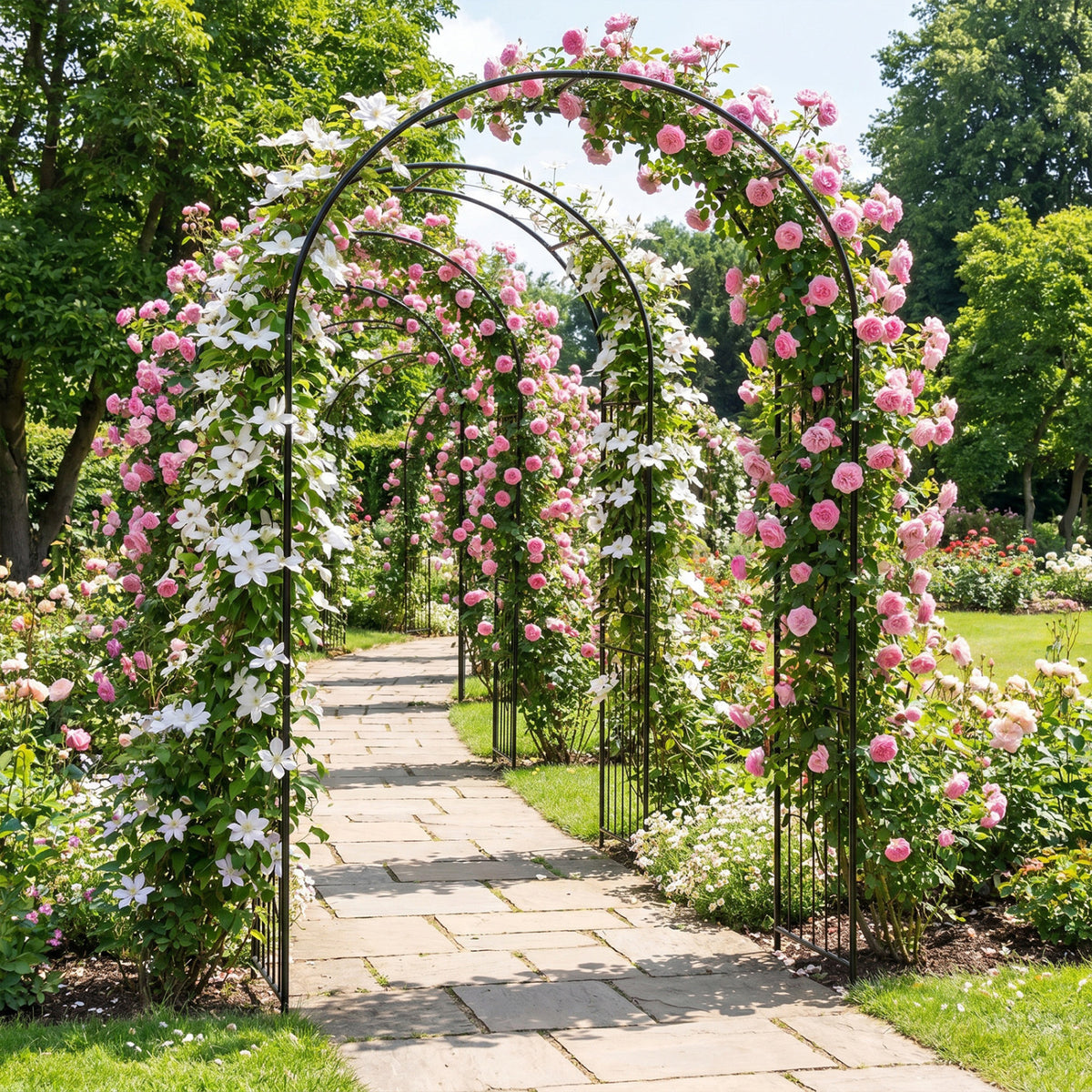 Garden Arch 87" Tall Heavy Duty Metal Arbor Trellis Outdoor Decor at Gallery Canada