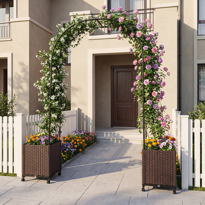 Garden Arch Trellis With 2 Self-Watering Planter Boxes, Black Plant Supports at Gallery Canada