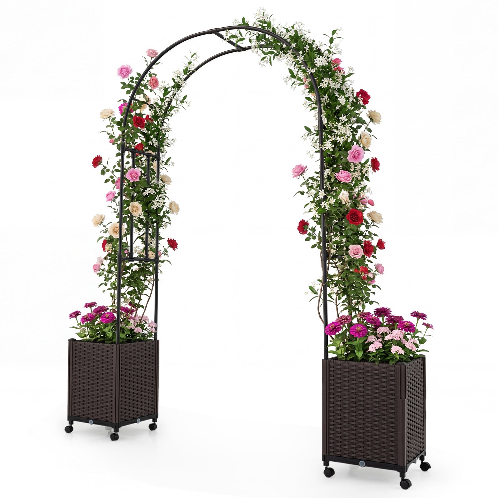 Garden Arch Trellis With 2 Self-Watering Planter Boxes, Black Plant Supports at Gallery Canada