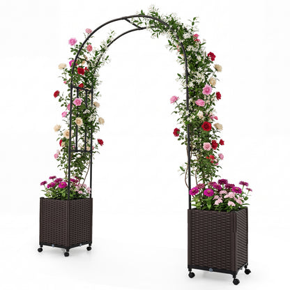 Garden Arch Trellis With 2 Self-Watering Planter Boxes, Black Plant Supports at Gallery Canada
