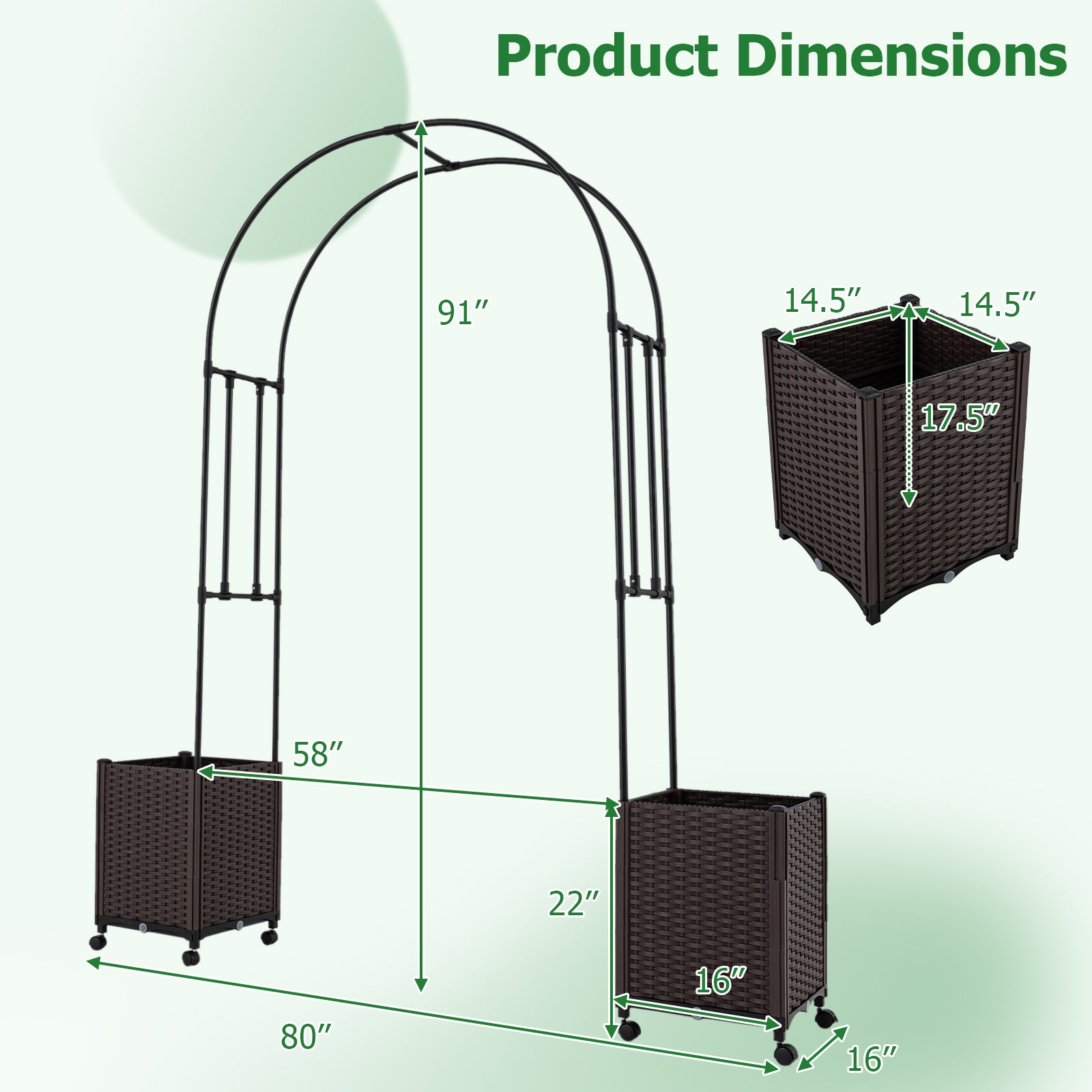 Garden Arch Trellis With 2 Self-Watering Planter Boxes, Black Plant Supports at Gallery Canada
